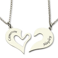 Personalized Breakable Heart Name Necklace for Couples