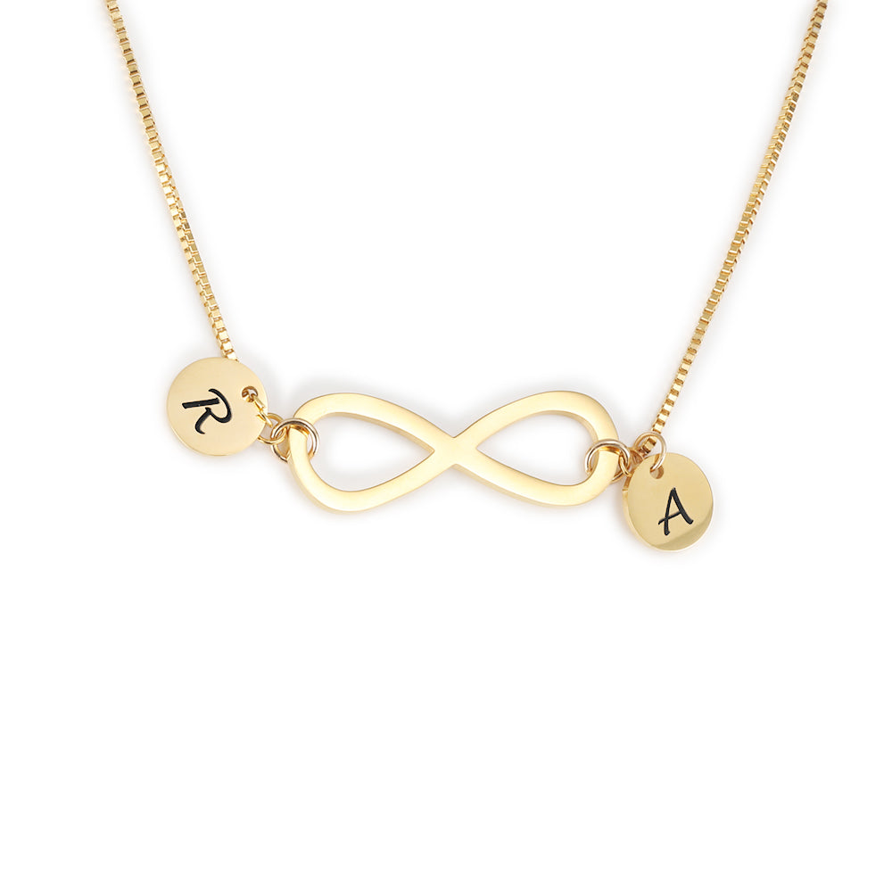 Infinity Necklace With Small Disc Pendant For Lovers