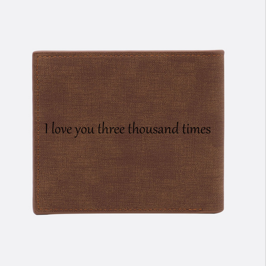 Personalized Photo Engraving Leather  Wallet In Brown