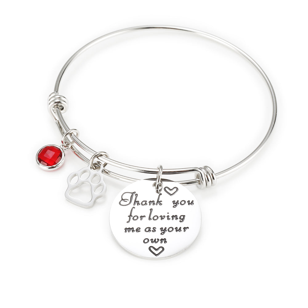 Mom Birthstone Bangle -Thank you for loving me as your own