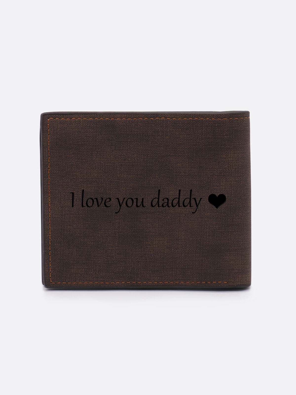 Personalized Photo Engraving Leather  Wallet In Dark Brown