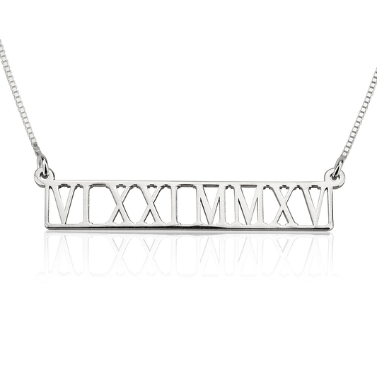 Roman Numeral Cut Out Necklace