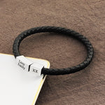 Load image into Gallery viewer, Personalized black braided genuine leather bracelet
