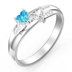 Double-Heart Birthstone Promise Ring