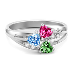 Load image into Gallery viewer, Three Heart Birthstone Mother&#39;s Ring
