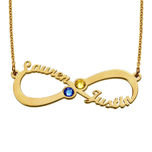 Infinity Name Necklace with Birthstones