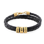 Load image into Gallery viewer, Father&#39;s Day Gift! Men Braided Leather Bracelet with Small Custom Beads
