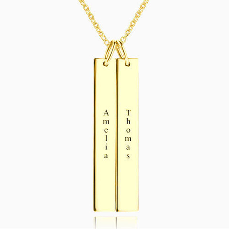 Vertical Two Bar Necklace with Engraving