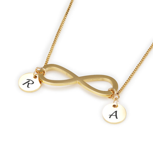 Infinity Necklace With Small Disc Pendant For Lovers