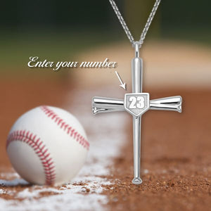 Engraved Baseball Cross Necklace