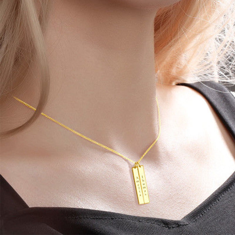 Vertical Two Bar Necklace with Engraving