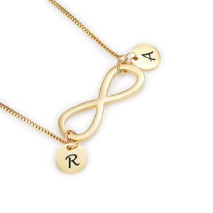 Infinity Necklace With Small Disc Pendant For Lovers