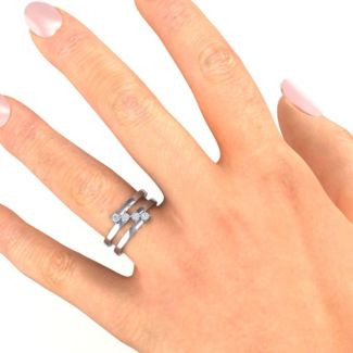 Diagonal Dazzle Ring With 4-5 Birthstones