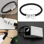 Load image into Gallery viewer, Personalized black braided genuine leather bracelet
