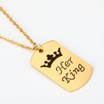 Load image into Gallery viewer, Engraved Couple Necklace-His Queen Her King
