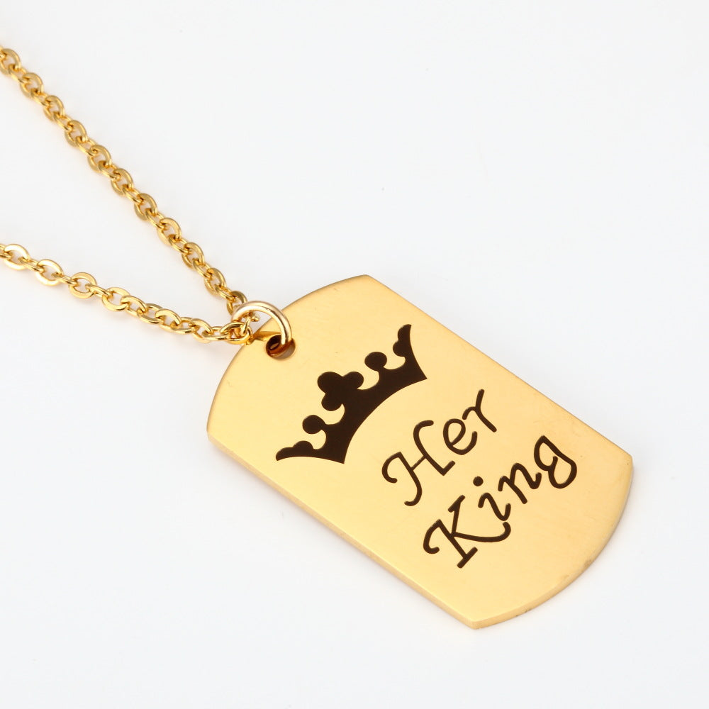 His Queen Her King Stainless steel necklace
