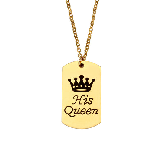 His Queen Her King Stainless steel necklace