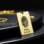 Load image into Gallery viewer, Personalized Fingerprint Square Photo Necklace with Engraving

