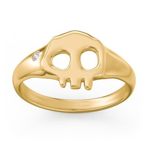 Women's Skull Signet Ring with Rhinestone