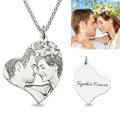 Personalized Heart Shape Photo-Engraved Necklace