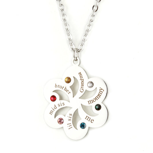 Heart in Heart Necklace with Birthstones