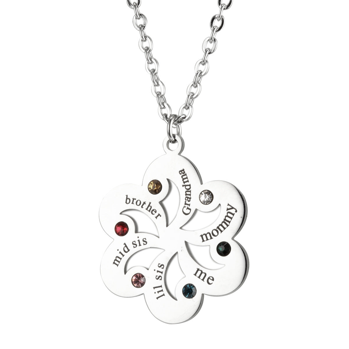Heart in Heart Necklace with Birthstones