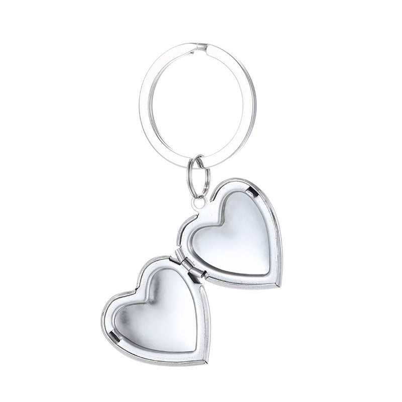 Free Engraving Personalized Heart Shaped Locket Keychain