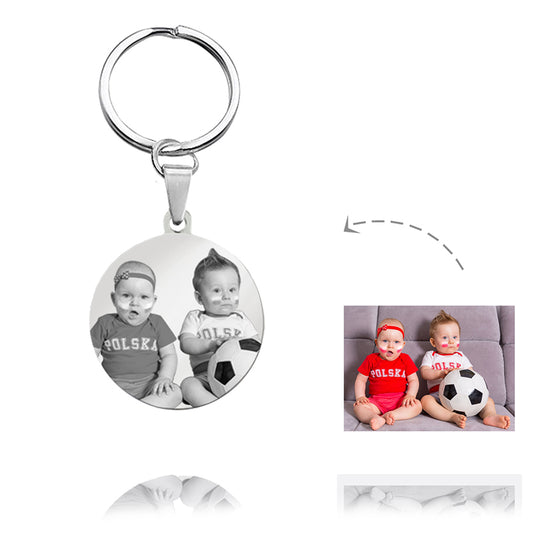 Personalized Photo Keychain Titanium Steel Round-Shaped