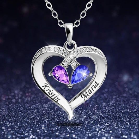 Valentine's Day Gift Forever Love Birthstone & Diamond Heart Pendant Necklace🎀