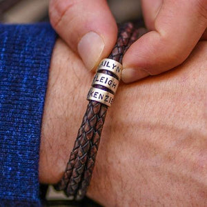 Braided Leather Bracelet with Custom 1-7 Beads
