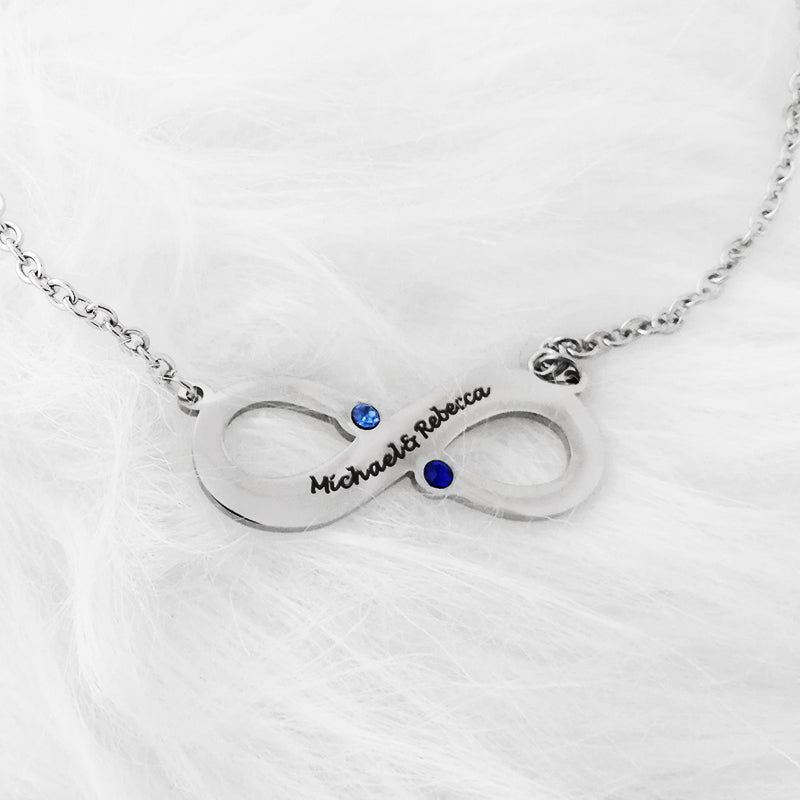 Infinity Name Necklace with Birthstones