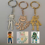 Load image into Gallery viewer, Personalized Engraved Children Art Drawing Necklace &amp; Keychain
