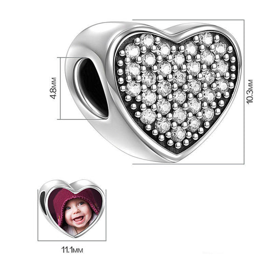 Pave CZ Heart Photo Charm