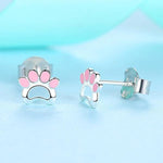 Load image into Gallery viewer, Pink Paw Sterling Silver Earrings
