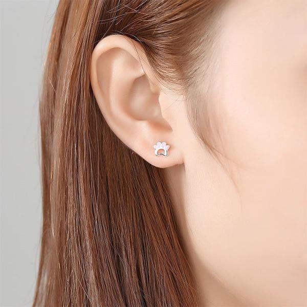 Pink Paw Sterling Silver Earrings