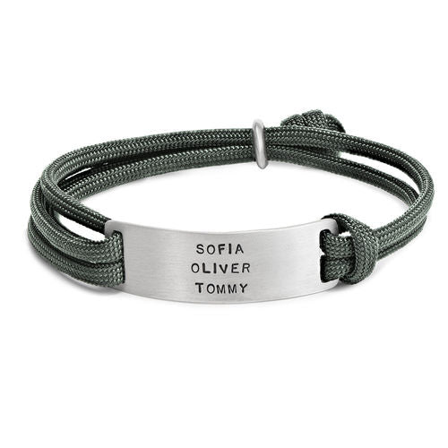 Engraved Bar Cord Bracelet