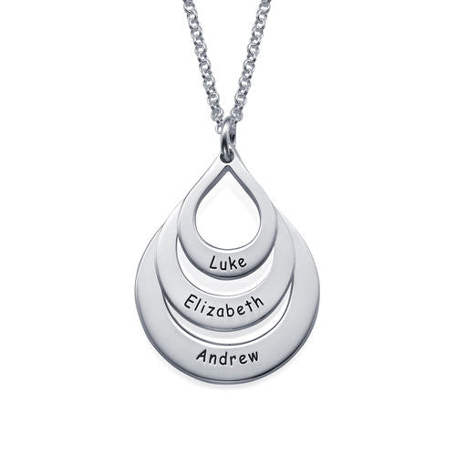 Engraved Family Necklace Drop Shaped