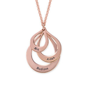 Engraved Family Necklace Drop Shaped