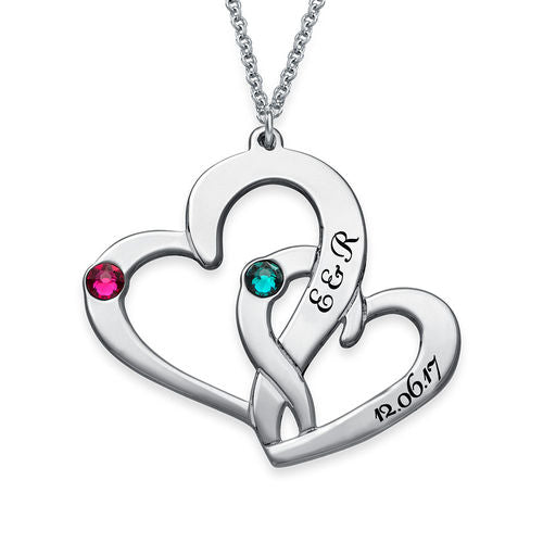 Engraved Two Heart Necklace