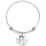 Load image into Gallery viewer, Women&#39;s Round Photo Engraved Charm Bangle Stainless Steel
