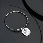 Load image into Gallery viewer, Women&#39;s Round Photo Engraved Charm Bangle Stainless Steel
