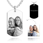 Load image into Gallery viewer, Men&#39;s Engraved Stainless Steel Dog Tag Photo Pendant Necklace
