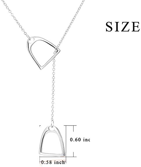 Sterling Silver plated Simple Double Horse Strirrup Lariat Necklace