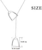 Load image into Gallery viewer, Sterling Silver plated Simple Double Horse Strirrup Lariat Necklace
