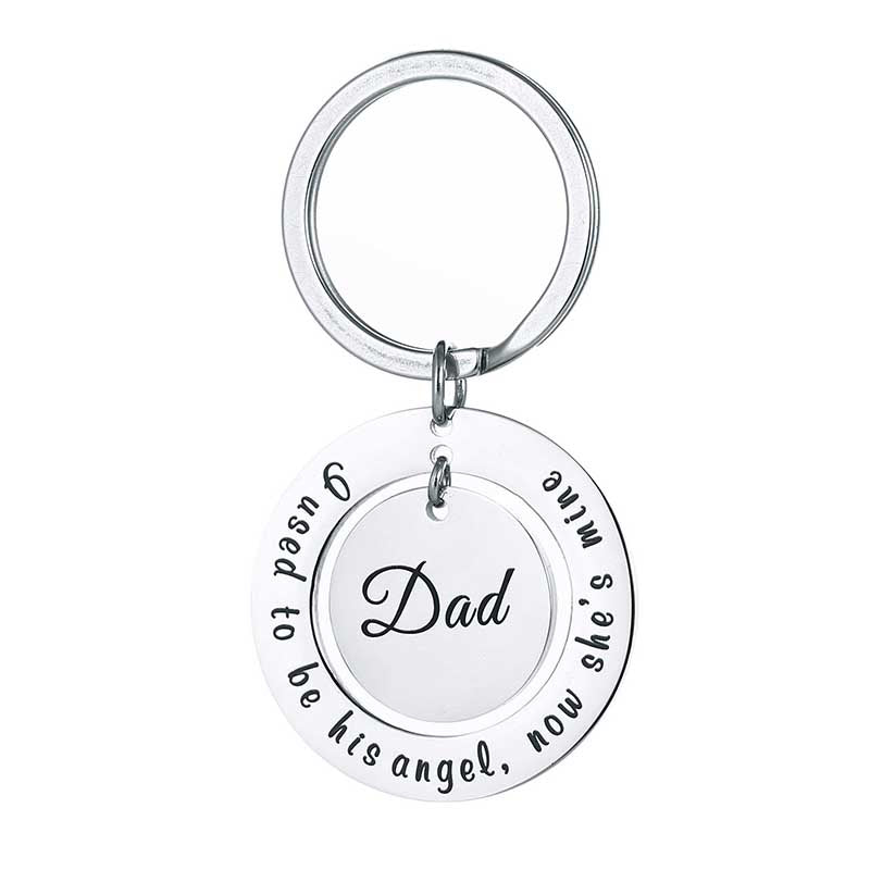 Engraved interlocking Keychain-I Used to be Her Angel, Now She Is Mine