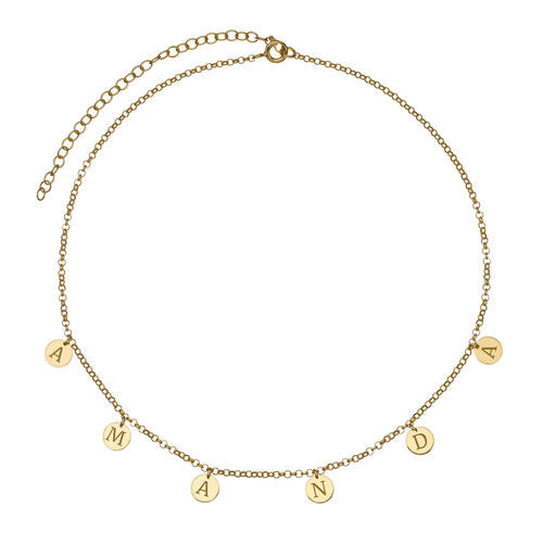 Initials Choker Necklace in 18k Gold Plating
