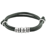 Load image into Gallery viewer, Men Black Cord Bracelet with Small/Large Custom Beads
