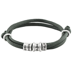 Men Black Cord Bracelet with Small/Large Custom Beads