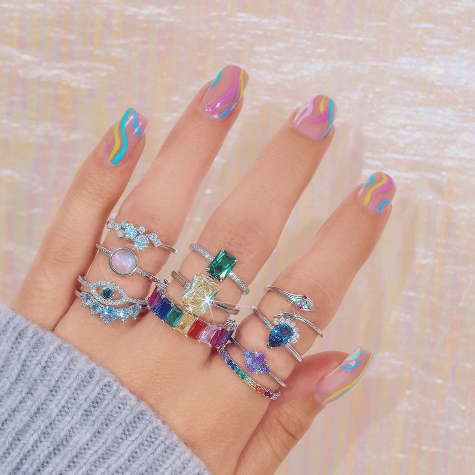 Rainbow Diamond Band Ring