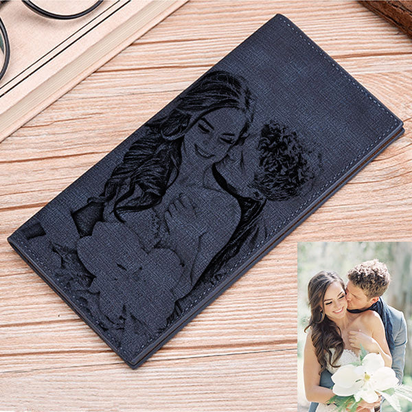Personalized Double-Sided Photo Blue Wallet
